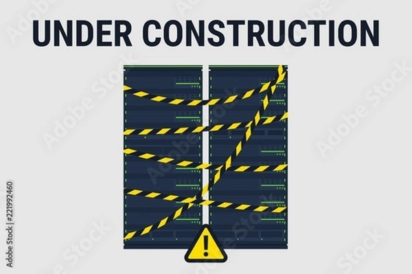 Fototapeta Network server under construction. Under construction website page. Vector illustration