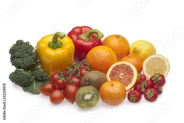 Obraz frutta e verdura con vitamina c