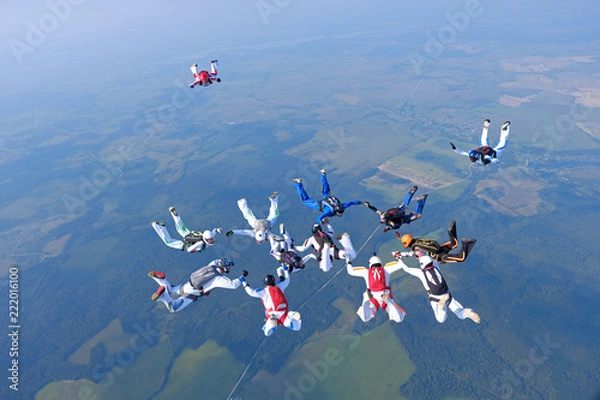 Obraz Skydiving. Formation is in the sky.