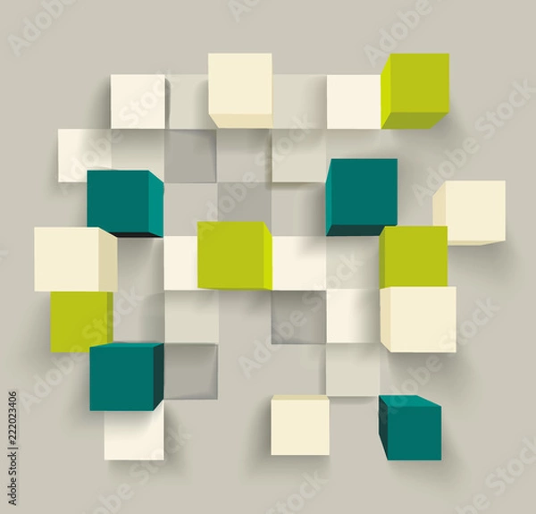 Fototapeta Abstract background with 3d cubes and rhombus,vector illustration.