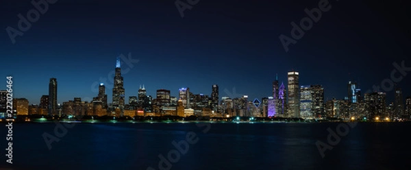 Fototapeta Chicago Skyline Panorama at Night