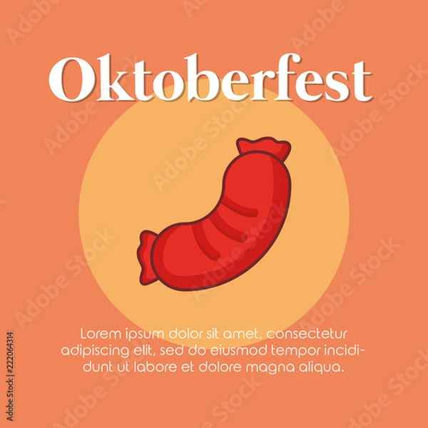 Obraz oktoberfest label with sausage
