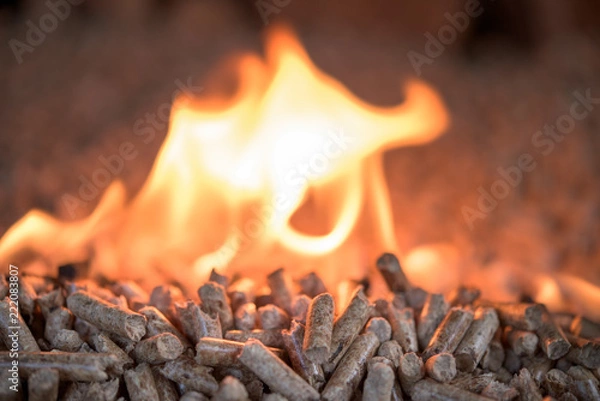 Fototapeta heating- byrning pellets