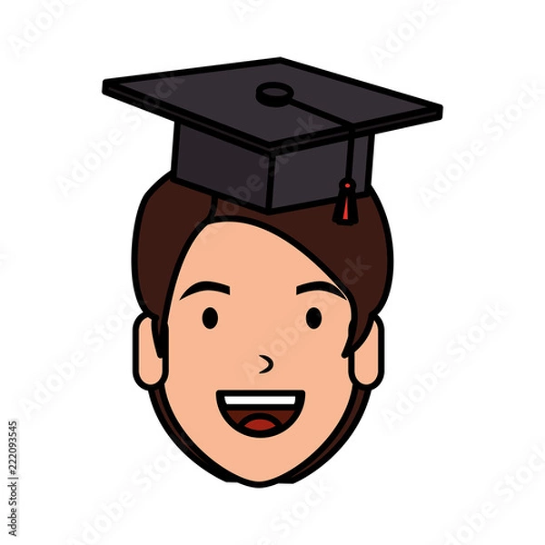 Fototapeta young man student head with hat graduation