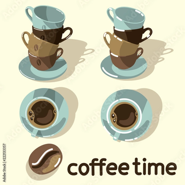 Obraz Coffee cups flat