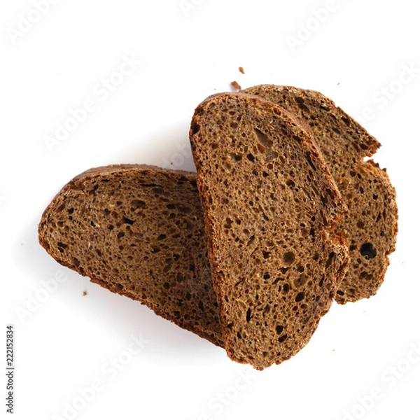 Obraz Rye bread sliced isolated on white background top view.