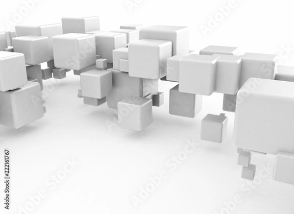 Fototapeta 3D Cubes abstract pattern on white background 