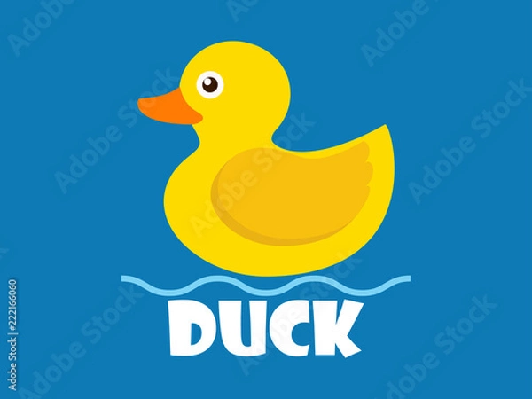Fototapeta Vector Illustration yellow rubber duck toy for kid isolated on white background