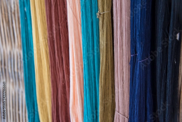 Fototapeta Thai silk yarn dyed natural, prepare for fabrication
