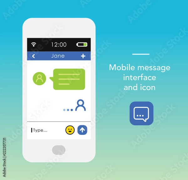 Obraz Smartphone with message interface and icon