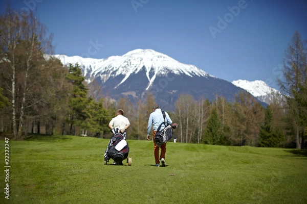 Obraz Two man walking on a golf course
