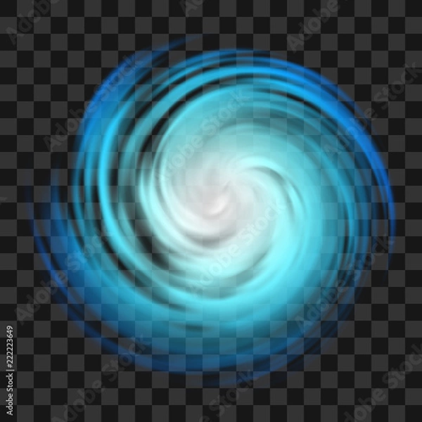 Obraz Niebieski symbol huraganu na ciemnym przezroczystym tle