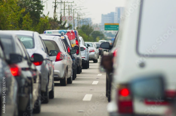Obraz traffic jam with taxi