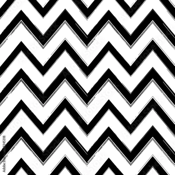 Fototapeta Seamless pattern with abstract ink zigzag lines. Texture for wallpapers, pattern fills, web page backgrounds