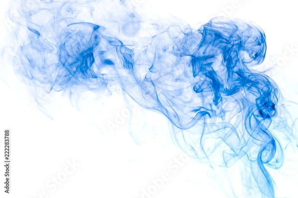 Obraz Blue smoke on white background