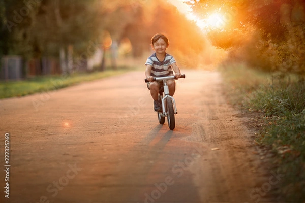 Obraz boy riding bicycle on the road