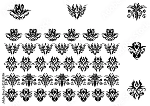 Fototapeta Flower patterns and borders