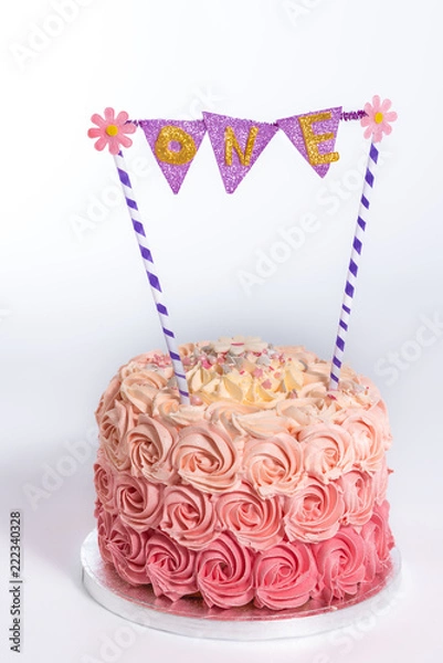 Obraz birthday cake isolated in white background