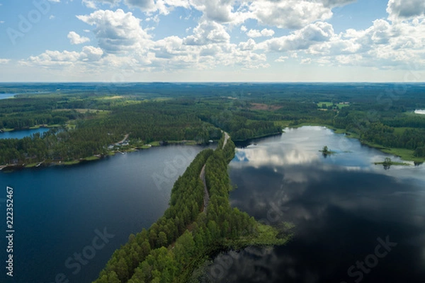 Fototapeta Landscape views from the air of the lakes at Punkaharju Finland