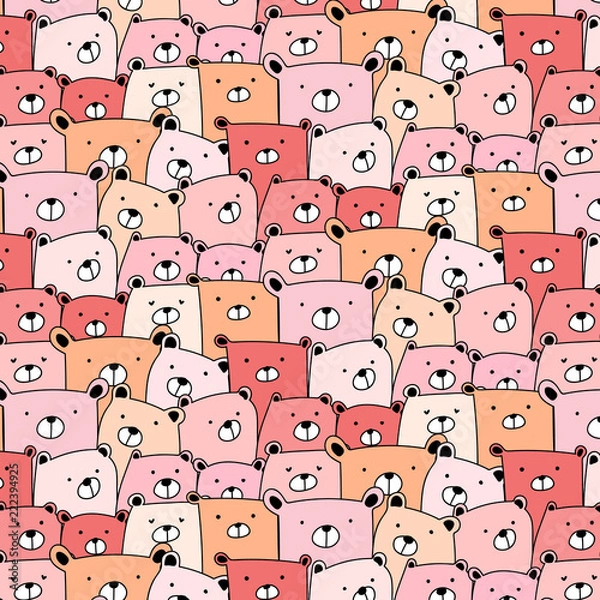 Obraz Cute Bear Pattern Background. vector background wallpaper.