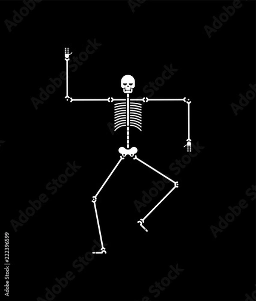 Fototapeta Skeleton dance isolated. Skull and bone dances. Vector illustration.