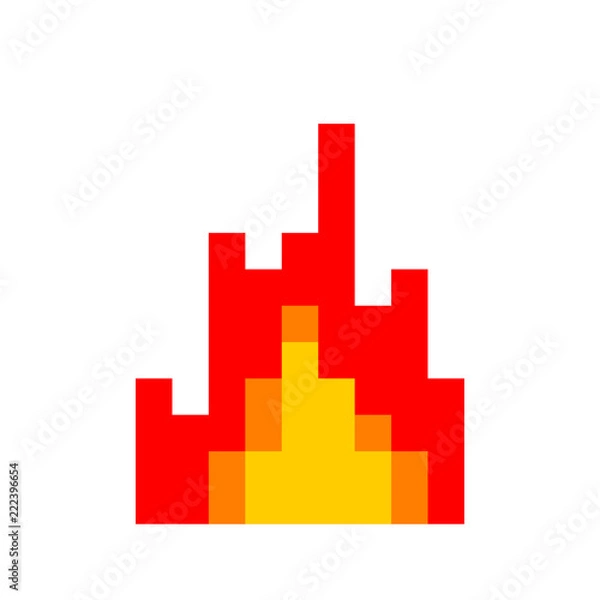 Obraz Fire pixel art. 8 Bit Flame. vector illustration