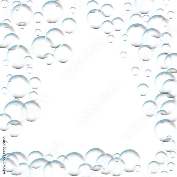 Fototapeta Frame for processing of transparent bubbles. Background of air bubbles