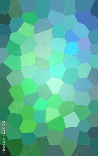 Fototapeta Illustration of Vertical blue and green bright Big Hexagon background.