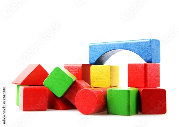 Fototapeta Wooden blocks isolated on white background.