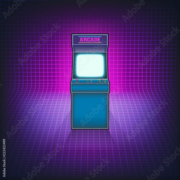 Fototapeta Retro arcade game machine. Vector illustration.