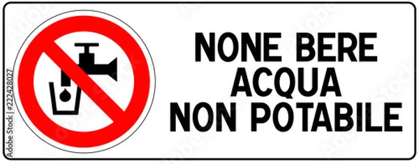 Fototapeta Panneau Eau non potable écrit en italien
