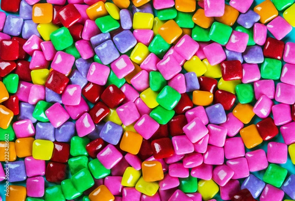 Fototapeta many different colors chewing gum background. Chewing gum in the form of a square