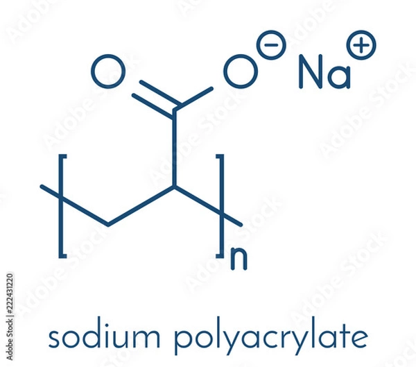 Fototapeta Sodium polyacrylate polymer, chemical structure. Superabsorbent polymer, also known as waterlock. Skeletal formula.