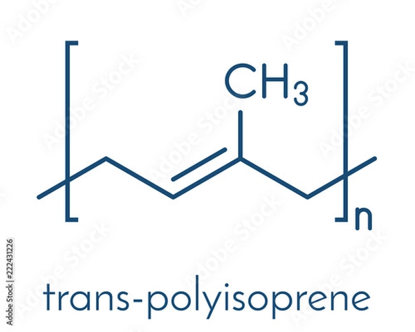 Fototapeta Trans-1,4-polyisoprene polymer, chemical structure. Main component of gutta-percha. Skeletal formula.