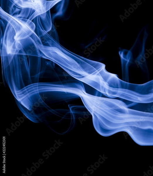 Obraz Blue smoke on black background