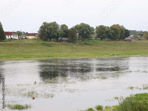 Obraz autumn cloudy day on the river