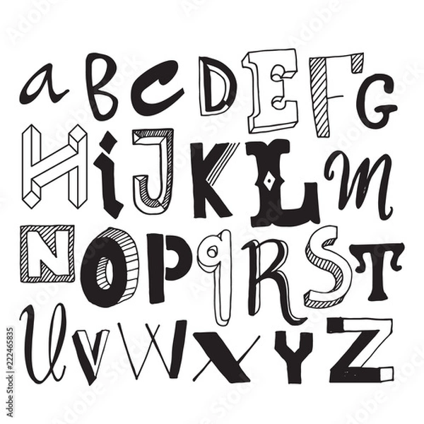 Fototapeta Vector hand drawn funky decorative font for your design. Brush ink inscription for photo overlays, typography greeting card or t-shirt print, flyer, poster design, home decor and for web.
