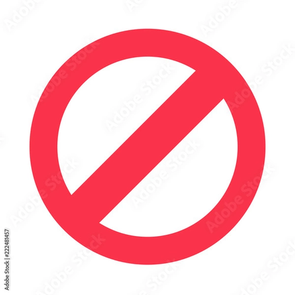 Fototapeta Stop sign symbol. Warning stopping icon, prohibitory character or traffic stops signal isolated vector pictogram