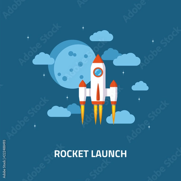 Fototapeta Rocket launch concept banner