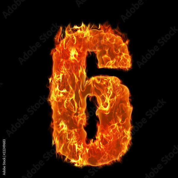 Obraz Burning Number letter 6 six