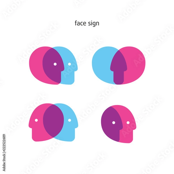 Fototapeta logo in modern style, the head of a man, the intersection