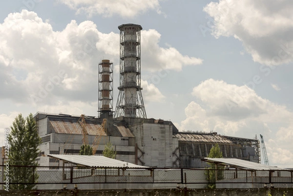 Obraz Chernobyl Reactor 4 close up with old sarcophagus