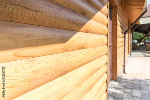 Fototapeta The building with the imitation of the façade under the log. 45