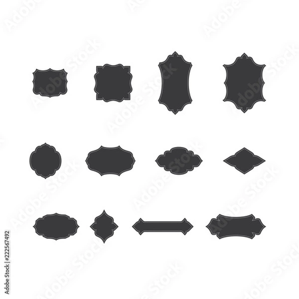 Fototapeta Vintage Frames Set - Bundle of 12 black frames with dotted lines in different styles.