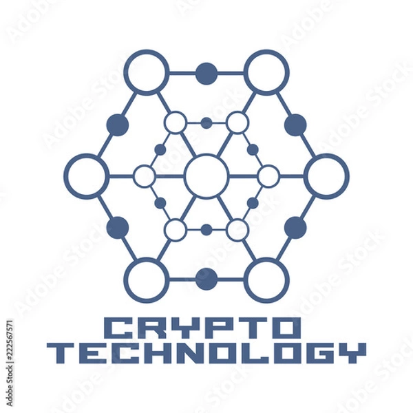 Fototapeta Cryptocurrency logo  template. Blockchain concept emblem.