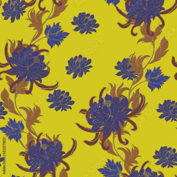 Fototapeta Elegance pattern with flowers and leaf