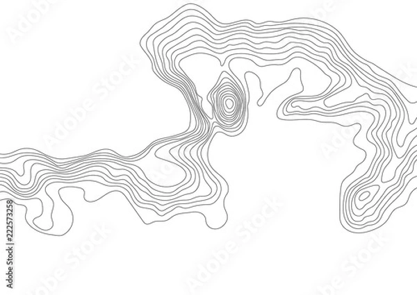 Obraz Abstract black and white topographic contours lines of mountains. Topography map art curve drawing. vector illustration.