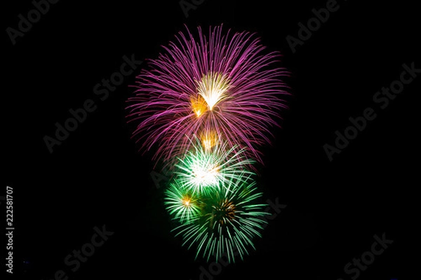 Obraz Color full fireworks, Fireworks, Fireworks on black background