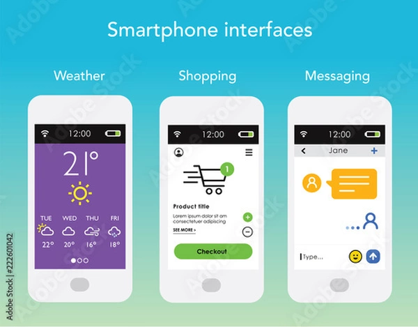 Obraz Smartphone screen interface set 01