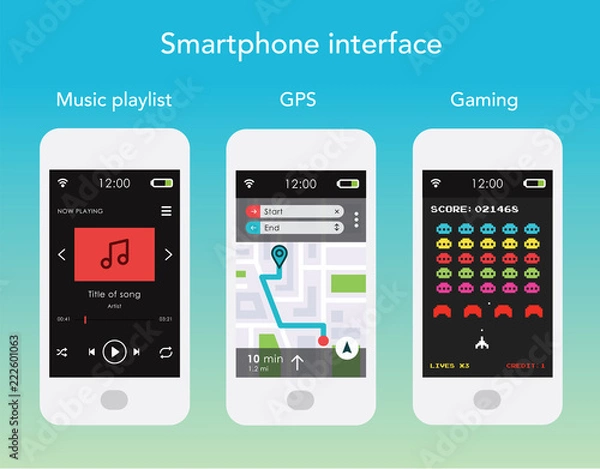 Obraz Smartphone screen interface set 01
